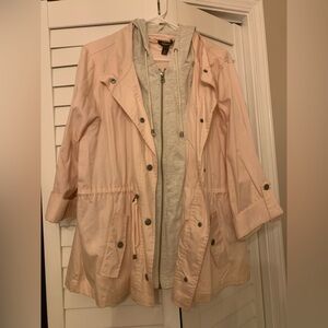 Torrid Light weight full zip with snaps hooded canvas utility jacket